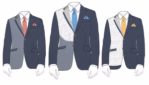 Comparatif en coupe des trois constructions d’entoilage de veste : thermocollant, semi-entoilé et full canvas